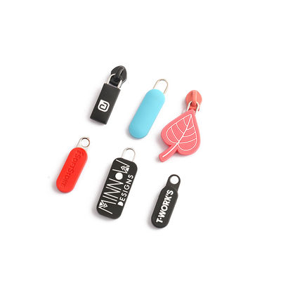 Red Gold Custom Silicone Labels Printing Soft Rubber Cartoon Modeling Zipper DIY Design