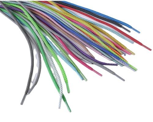 Grey White Reflective Shoe Strings Shoelaces Round For Sport Working Shoes
